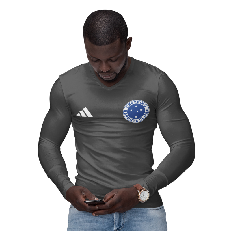 Camisa Manga Longa Térmica Masculina Tecido Ice Malha Fria com Proteção UV Fator 50+ Cruzeiro