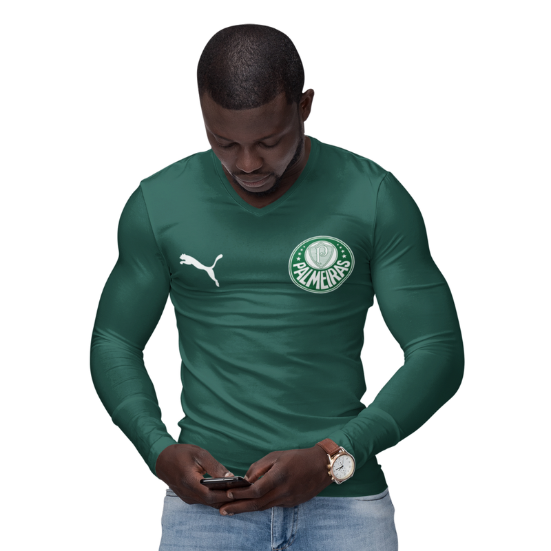 Camisa Manga Longa Térmica Masculina Tecido Ice Malha Fria com Proteção UV Fator 50+ Palmeiras