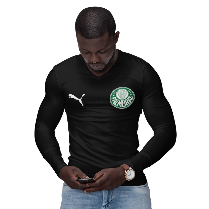 Camisa Manga Longa Térmica Masculina Tecido Ice Malha Fria com Proteção UV Fator 50+ Palmeiras