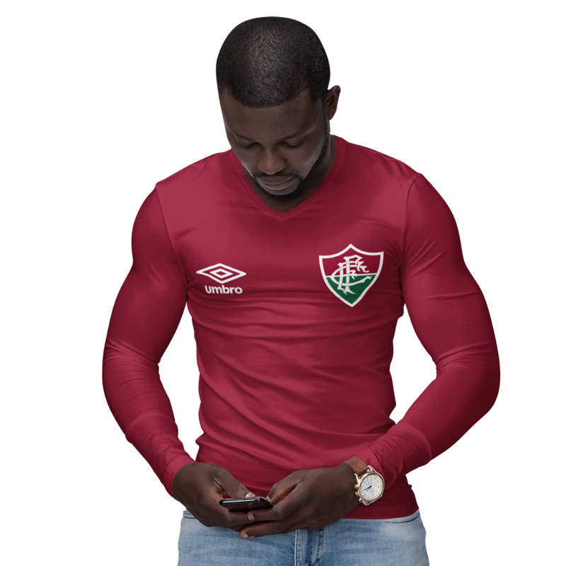 Camisa Manga Longa Térmica Masculina Tecido Ice Malha Fria com Proteção UV Fator 50+ Fluminense