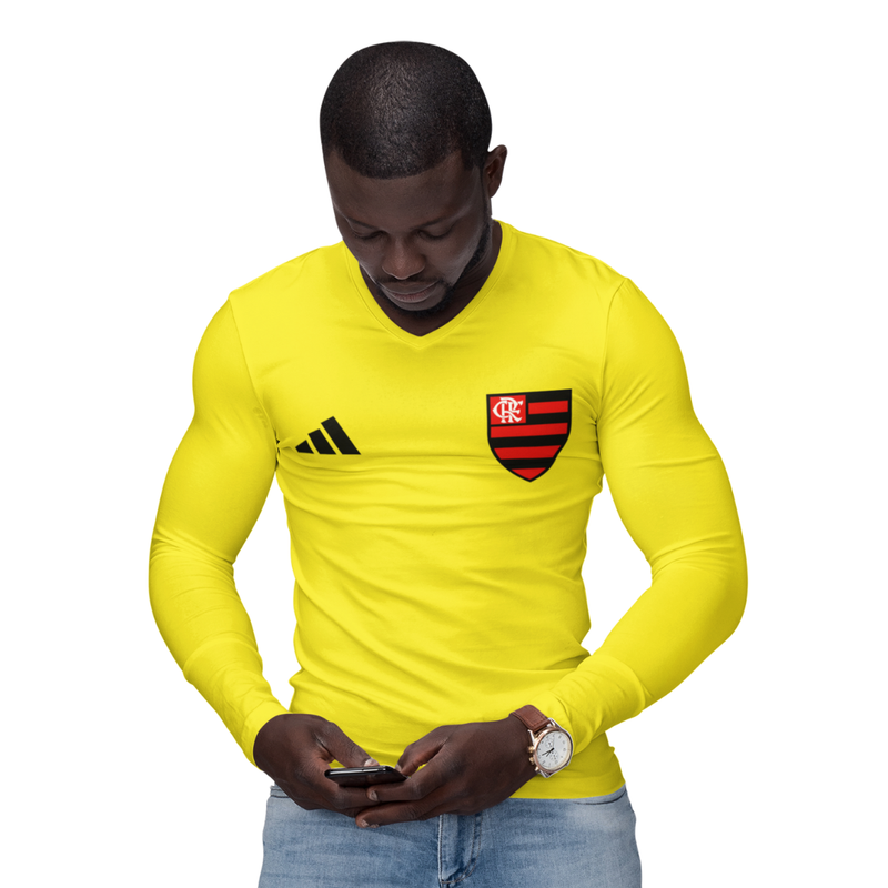 Camisa Manga Longa Térmica Masculina Tecido Ice Malha Fria com Proteção UV Fator 50+ Mengão Escudo