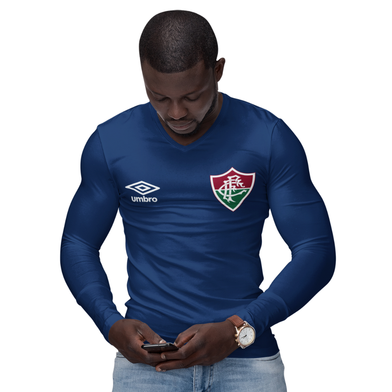 Camisa Manga Longa Térmica Masculina Tecido Ice Malha Fria com Proteção UV Fator 50+ Fluminense