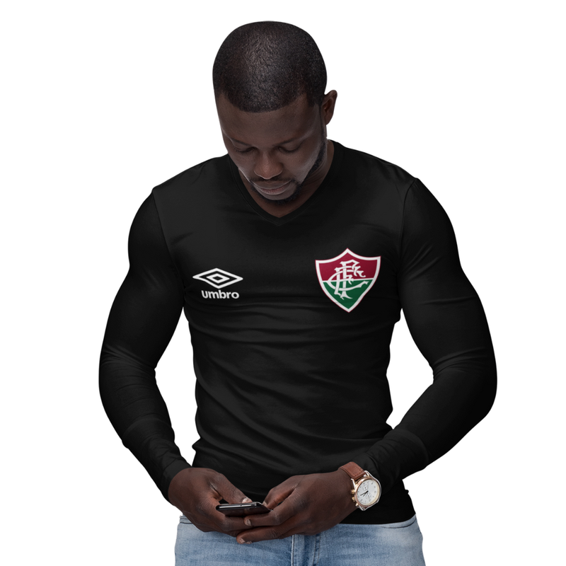 Camisa Manga Longa Térmica Masculina Tecido Ice Malha Fria com Proteção UV Fator 50+ Fluminense