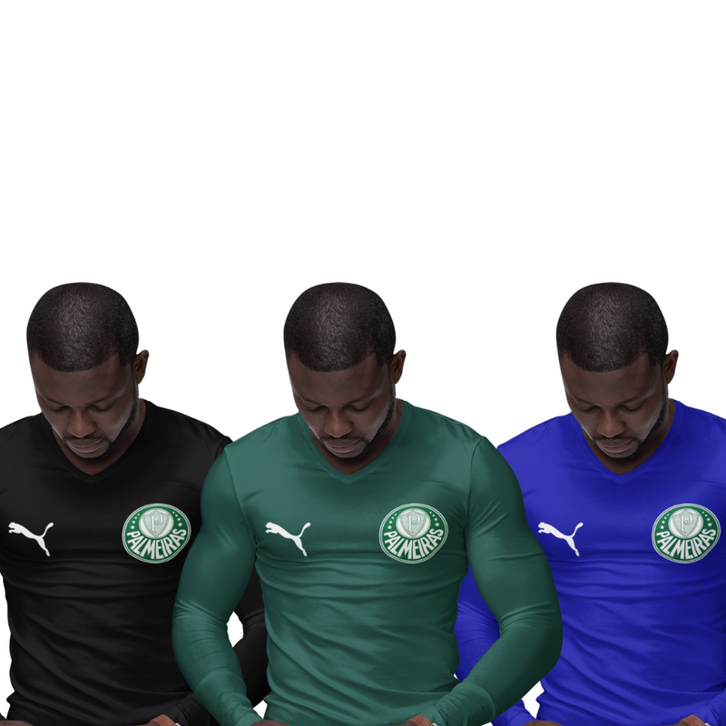 Kit 3 Camisas Térmicas Masculinas Tecido Ice Malha Fria com Proteção UV Fator 50+ Palmeiras