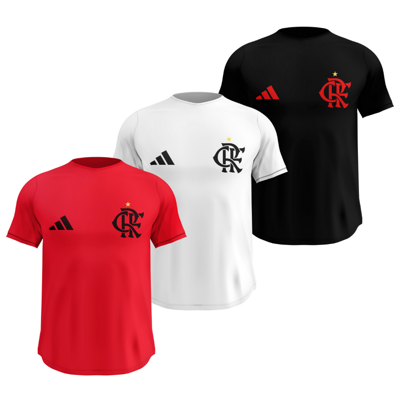 Kit 3 Camisas Masculinas TechFit Malha Fria Anti-Suor Proteção Solar Mengão CRF